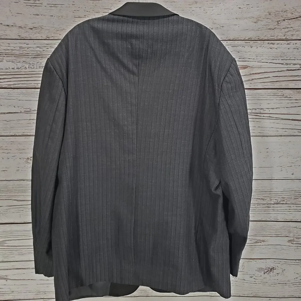 Vintage Pierre Cardin Men's Gray Black Peak Lapel Formal Suit Set Size 54L